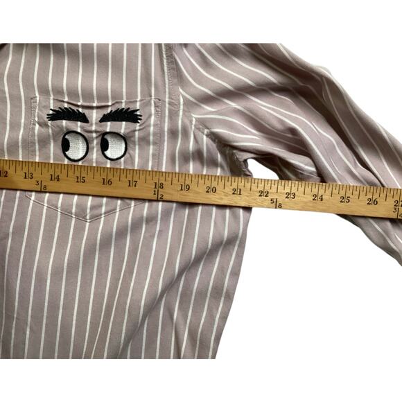 Madewell Embroidered Bristol Button-Down Shirt pink pinstripe pattern size M - Picture 6 of 9
